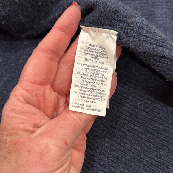 Madewell Ryder Gray & Navy Colorblock Alpaca Merino Wool Blend Cardigan Sweater - Picture 4 of 6